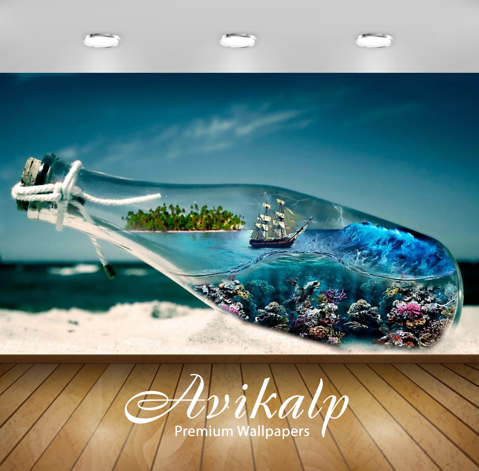 Avikalp Exclusive Awi3228 World In Glass Bottle Sea Boat Underwater World Seabed With Corals Full HD