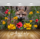 Avikalp Exclusive Awi3233 Young Fox Meadow Flowers Yellow Red Full HD Wallpapers for Living room, Ha