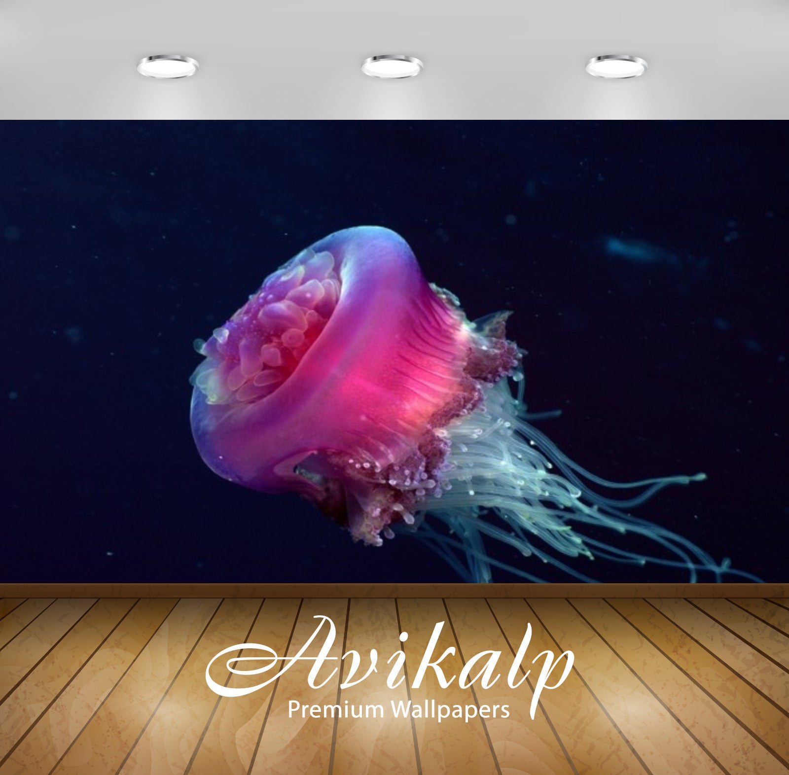 Avikalp Exclusive Awi3247 Jellyfish Pink And White Full HD Wallpapers for Living room, Hall, Kids Ro