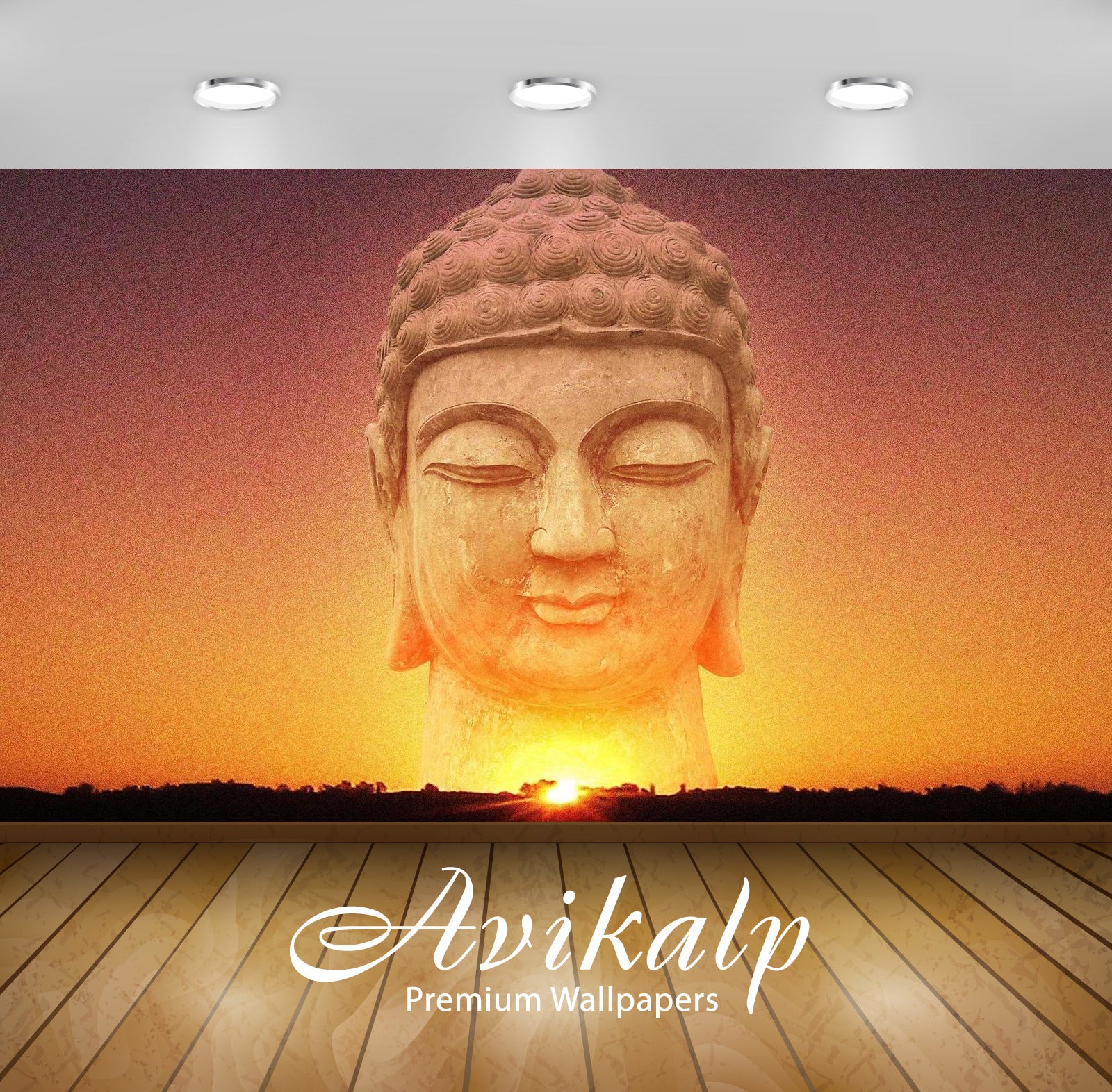 Avikalp Exclusive Awi3258 Lord Budhha Meditating Sunrise Full HD Wallpapers for Living room, Hall, K