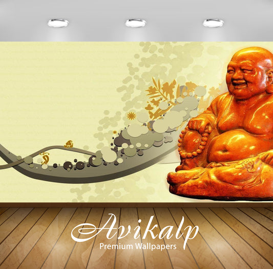 Avikalp Exclusive Awi3264 Loughing Budhha Full HD Wallpapers for Living room, Hall, Kids Room, Kitch