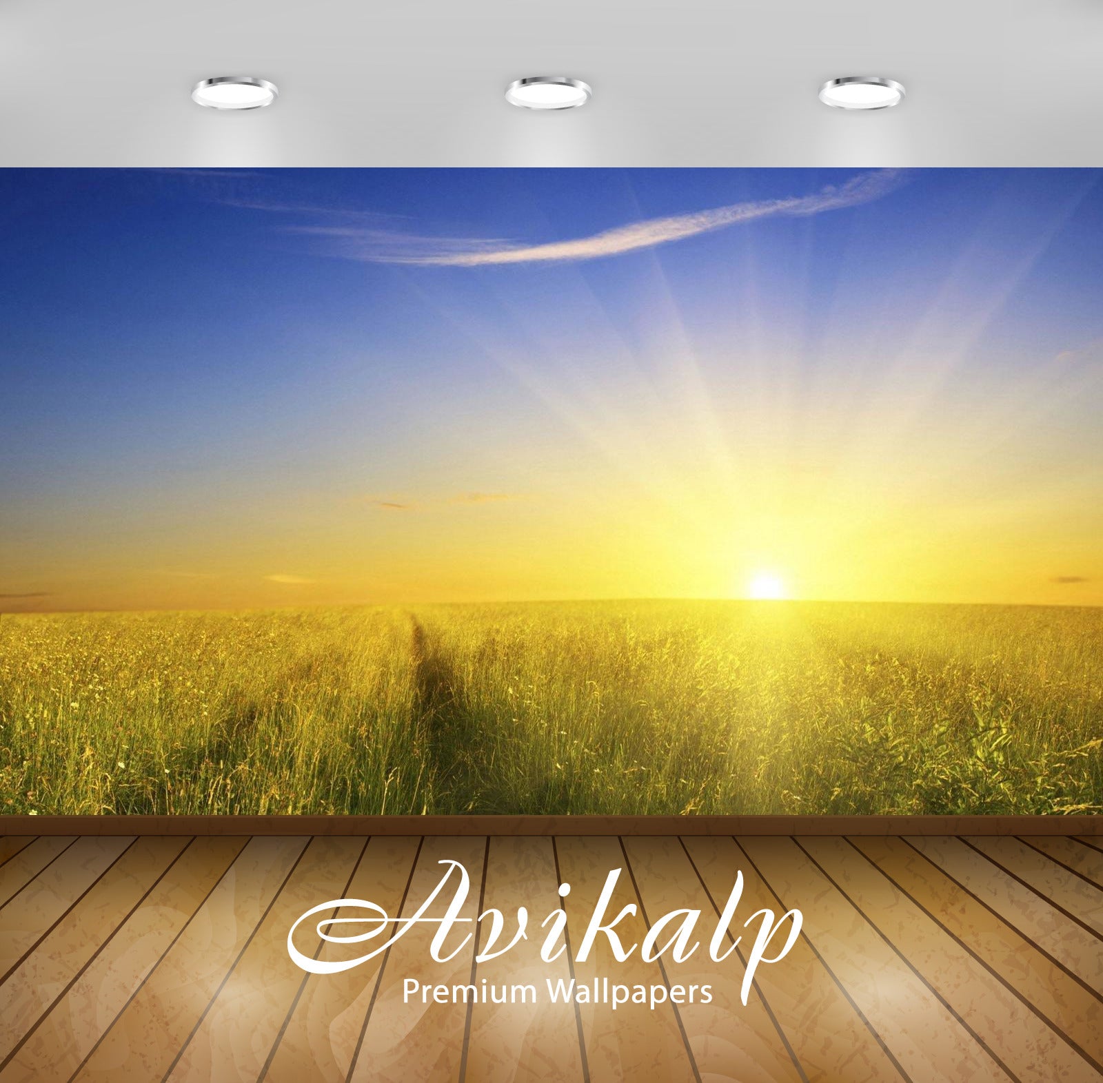 Avikalp Exclusive Awi3282 Beautiful Sunrise Greenery Full HD Wallpapers for Living room, Hall, Kids