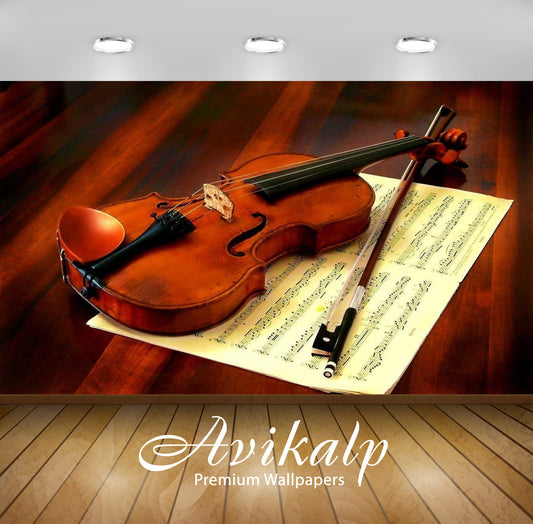 Avikalp Exclusive Awi3312 Violin Musical Instument Full HD Wallpapers for Living room, Hall, Kids Ro