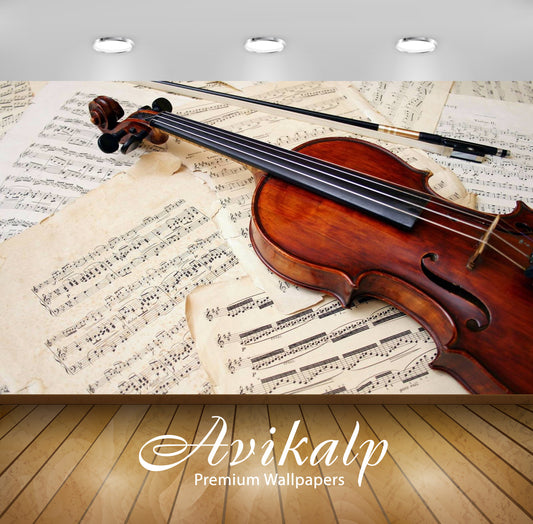 Avikalp Exclusive Awi3354 Violin Musical Instument Full HD Wallpapers for Living room, Hall, Kids Ro