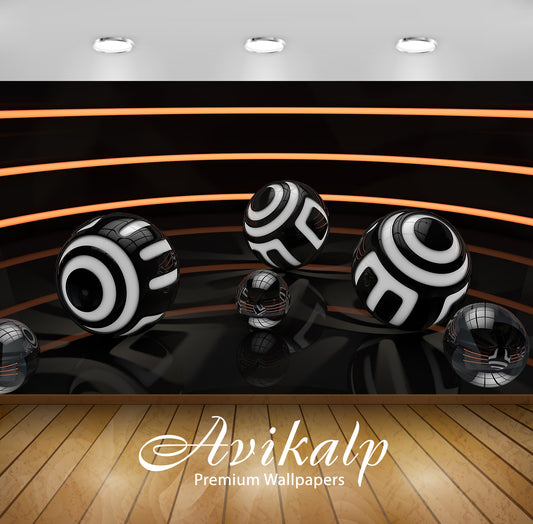 Avikalp Exclusive Awi3536 Black And White Balls In An Orange Lit Room Full HD Wallpapers for Living