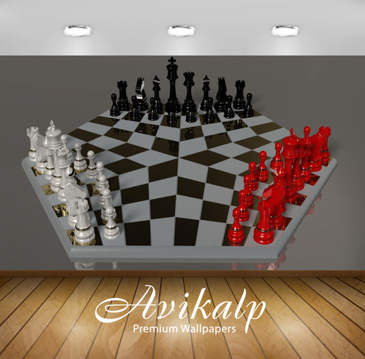 Avikalp Exclusive Awi3548 Black White And Red Chess Pieces Full HD Wallpapers for Living room, Hall,