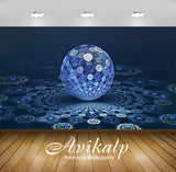 Avikalp Exclusive Awi3555 Blue Fractal Ball Full HD Wallpapers for Living room, Hall, Kids Room, Kit