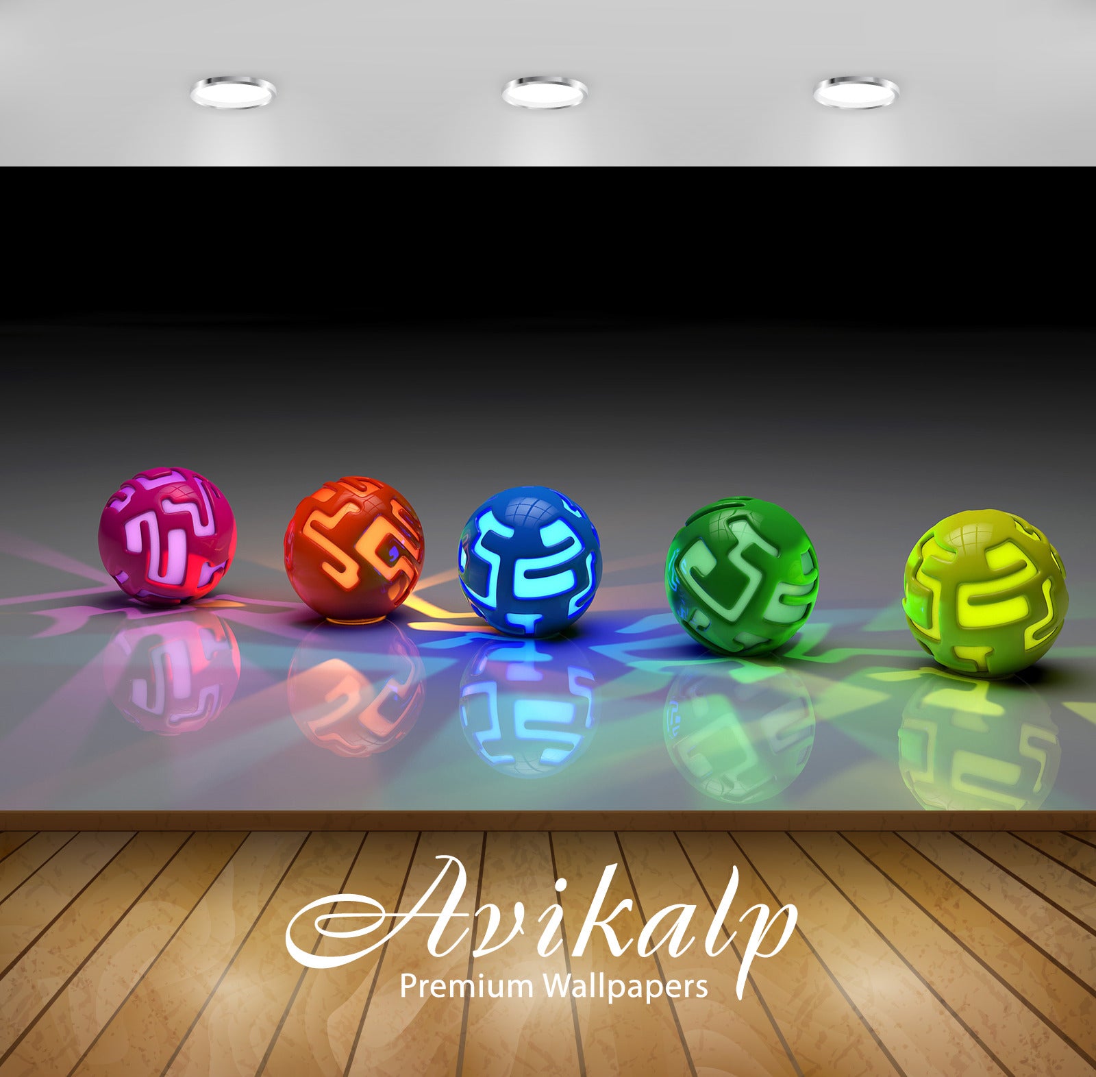 Avikalp Exclusive Awi3577 Colorful Lit Orbs On The Ground Full HD Wallpapers for Living room, Hall,