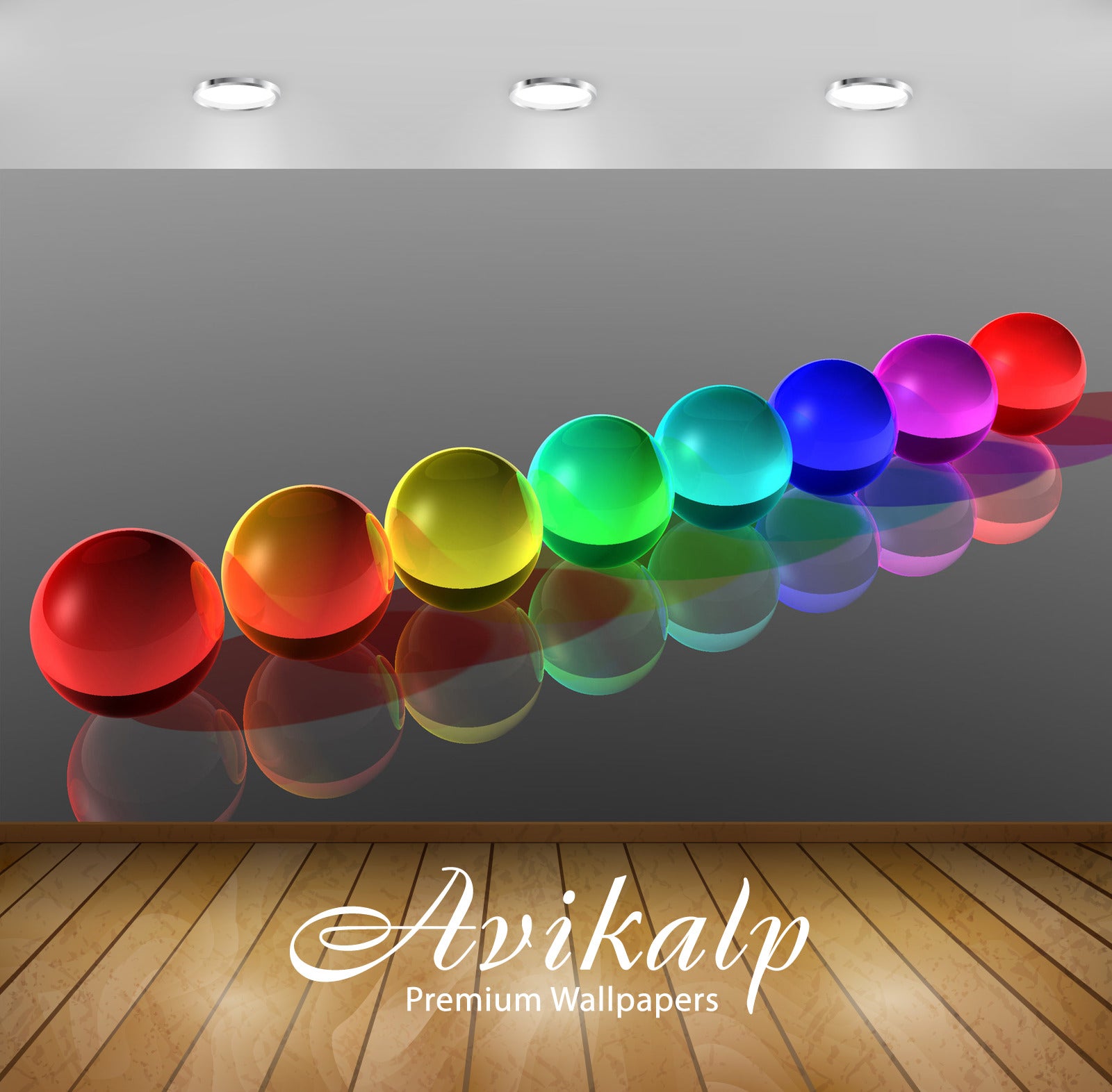 Avikalp Exclusive Awi3582 Colorful Spheres Full HD Wallpapers for Living room, Hall, Kids Room, Kitc