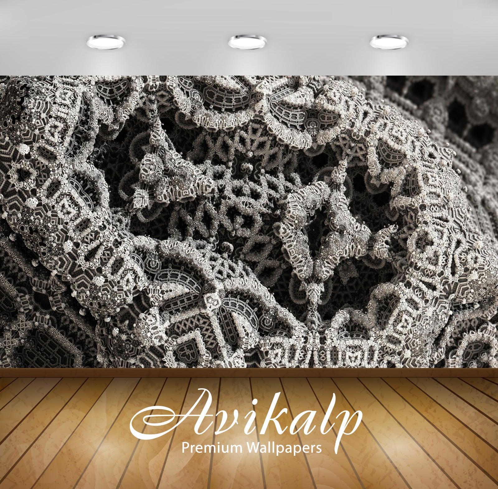 Avikalp Exclusive Awi3643 Fractal Lace Full HD Wallpapers for Living room, Hall, Kids Room, Kitchen,