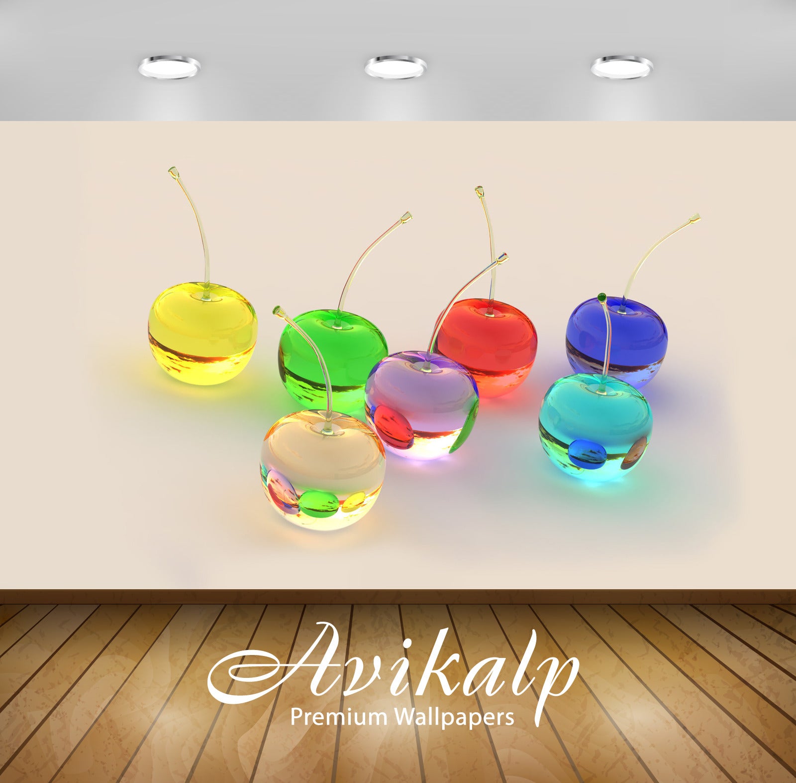 Avikalp Exclusive Awi3664 Glass Cherries Full HD Wallpapers for Living room, Hall, Kids Room, Kitche