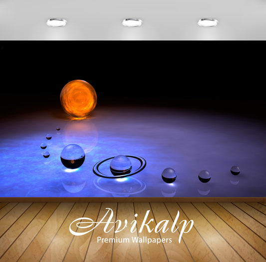 Avikalp Exclusive Awi3693 Glass Solar System Full HD Wallpapers for Living room, Hall, Kids Room, Ki