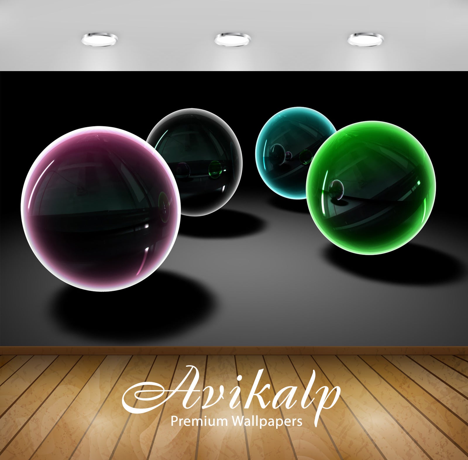 Avikalp Exclusive Awi3697 Glass Spheres Full HD Wallpapers for Living room, Hall, Kids Room, Kitchen