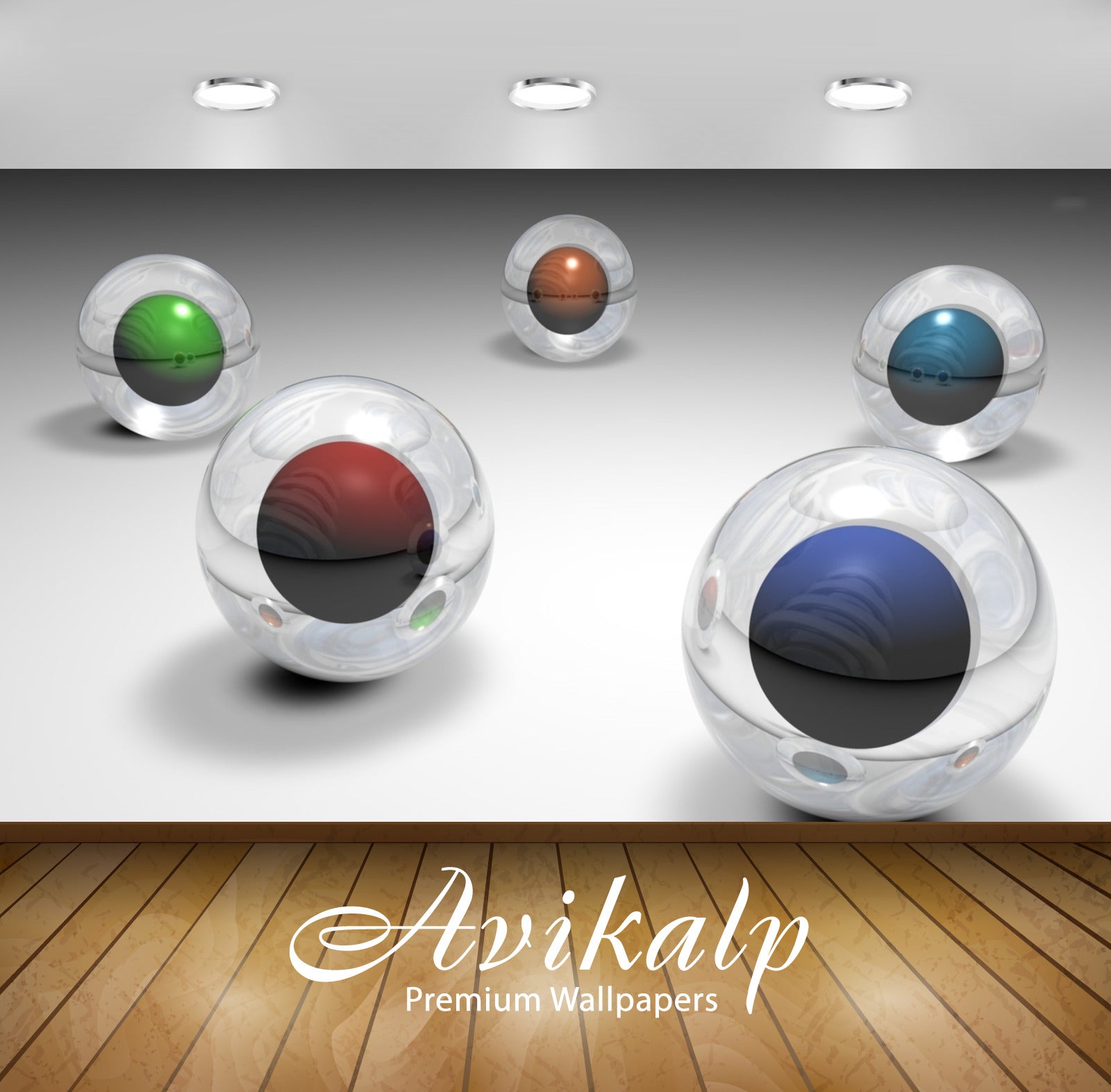 Avikalp Exclusive Awi3700 Glass Spheres Full HD Wallpapers for Living room, Hall, Kids Room, Kitchen