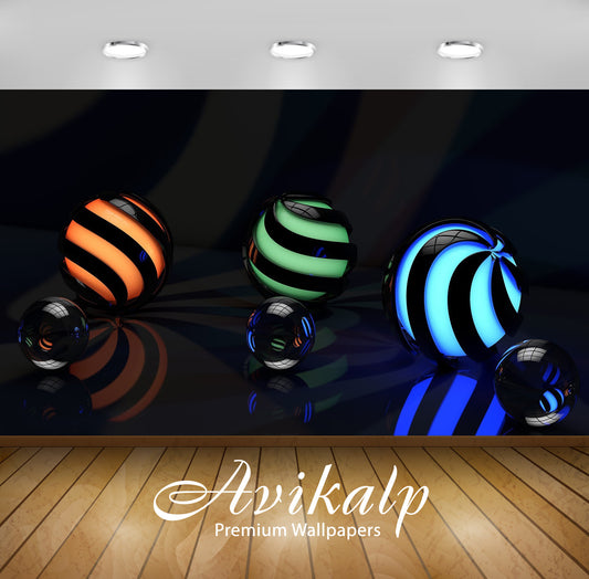 Avikalp Exclusive Awi3714 Glowing Spheres Full HD Wallpapers for Living room, Hall, Kids Room, Kitch