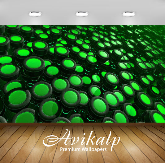 Avikalp Exclusive Awi3735 Green Buttons Full HD Wallpapers for Living room, Hall, Kids Room, Kitchen