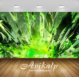 Avikalp Exclusive Awi3737 Green Crystal Shards Full HD Wallpapers for Living room, Hall, Kids Room,