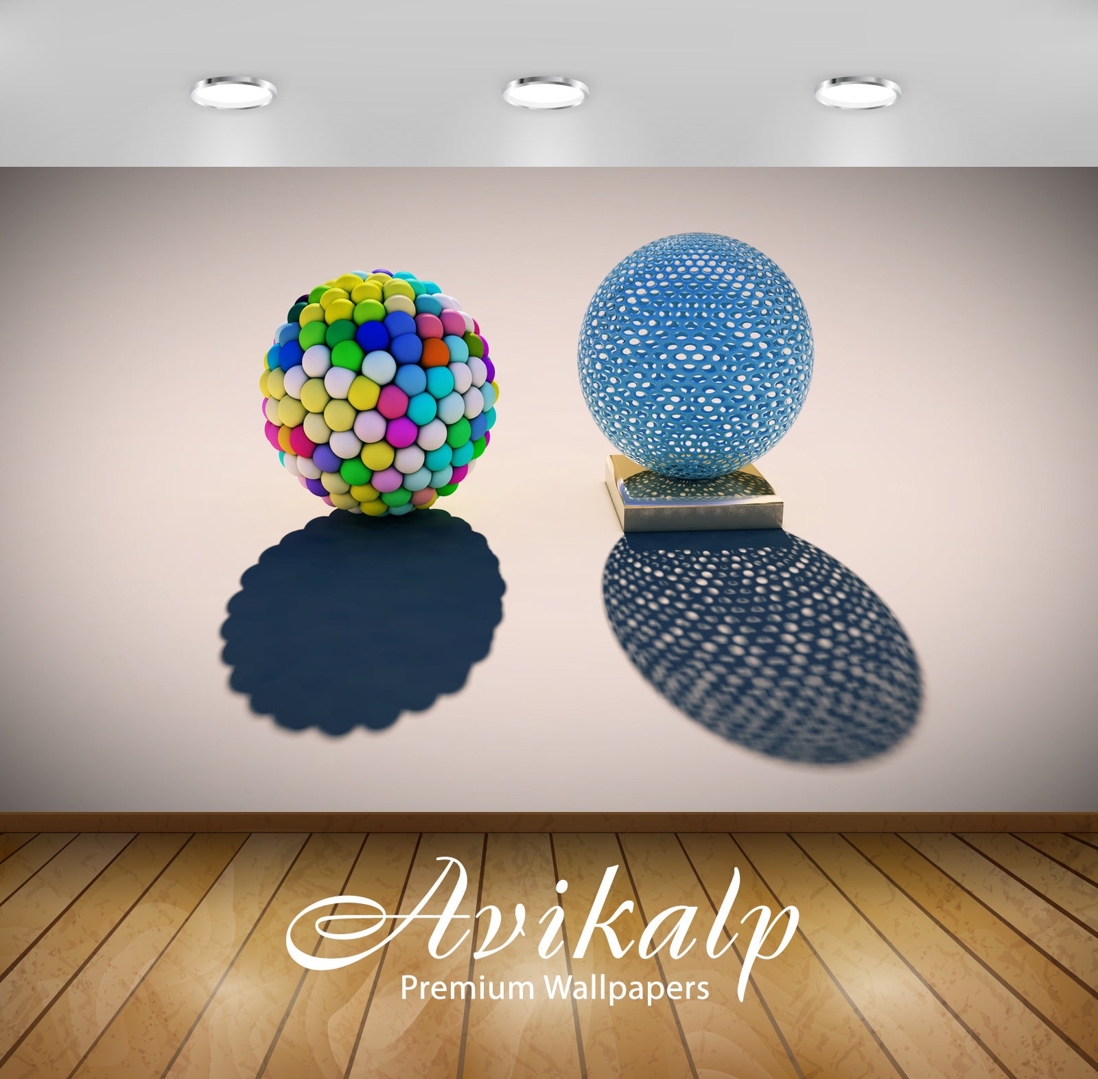 Avikalp Exclusive Awi3788 Meshed Sphere And Cellular Sphere Full HD Wallpapers for Living room, Hall