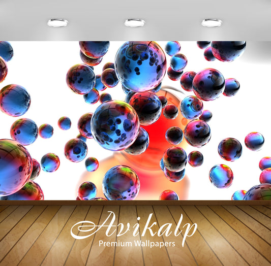 Avikalp Exclusive Awi3795 Metallic Balls Full HD Wallpapers for Living room, Hall, Kids Room, Kitche