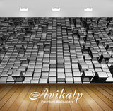 Avikalp Exclusive Awi3799 Metallic Gray Cubes Full HD Wallpapers for Living room, Hall, Kids Room, K