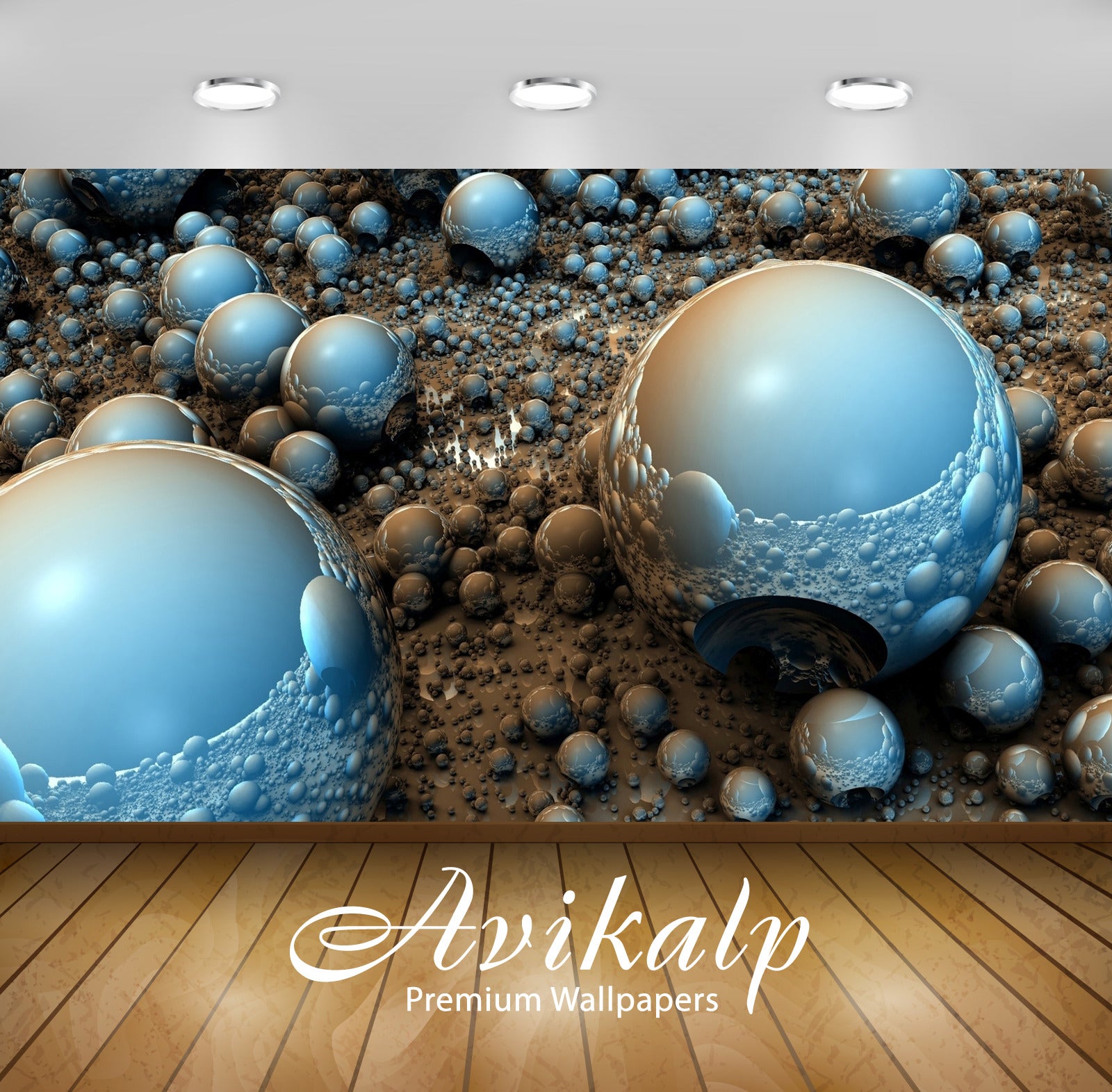 Avikalp Exclusive Awi3801 Metallic Orbs Full HD Wallpapers for Living room, Hall, Kids Room, Kitchen