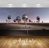 Avikalp Exclusive Awi3802 Metallic Orbs Under The Sunset Sky Full HD Wallpapers for Living room, Hal