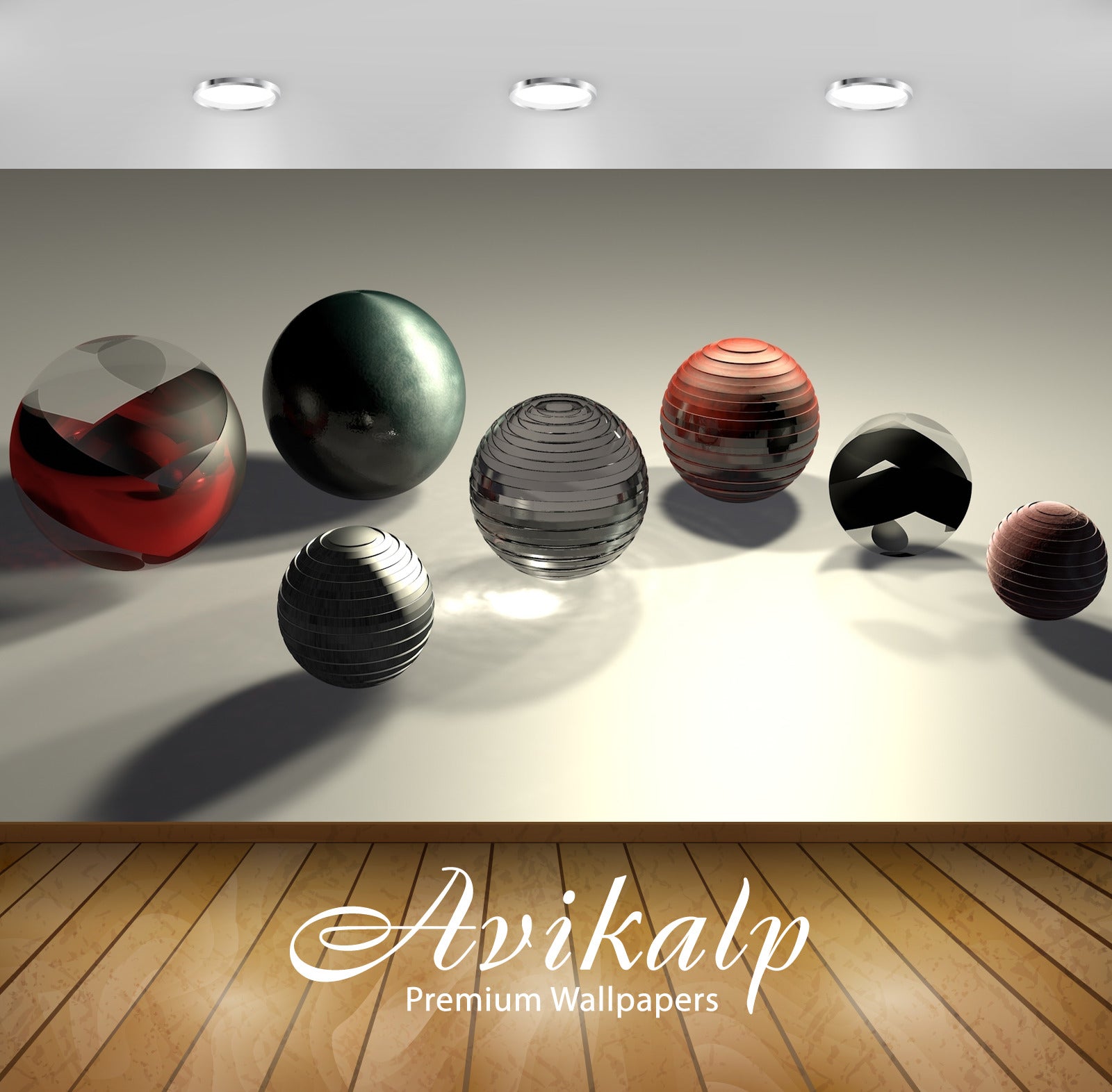 Avikalp Exclusive Awi3805 Metallic Spheres Full HD Wallpapers for Living room, Hall, Kids Room, Kitc