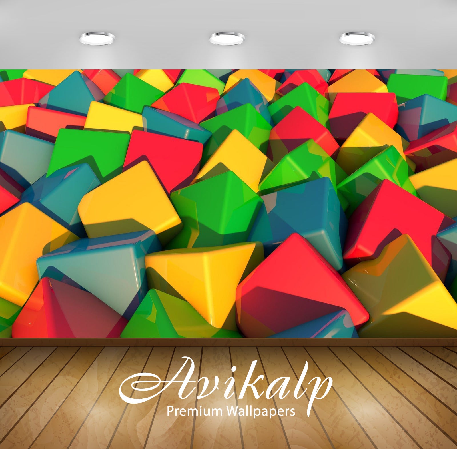 Avikalp Exclusive Awi3817 Multicolored Cubes Full HD Wallpapers for Living room, Hall, Kids Room, Ki