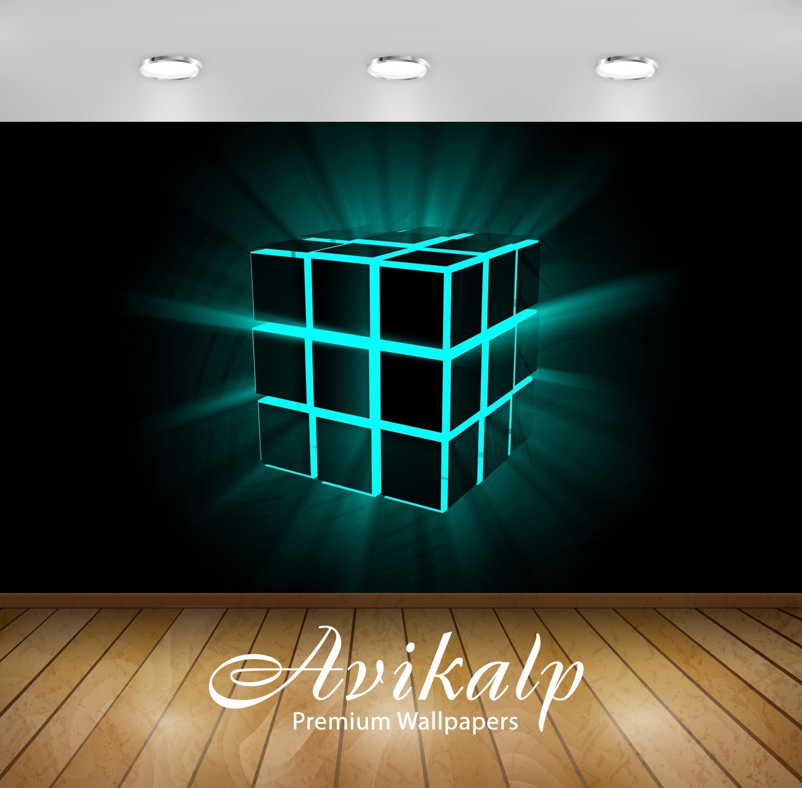 Avikalp Exclusive Awi3818 Neon Cube Full HD Wallpapers for Living room, Hall, Kids Room, Kitchen, TV