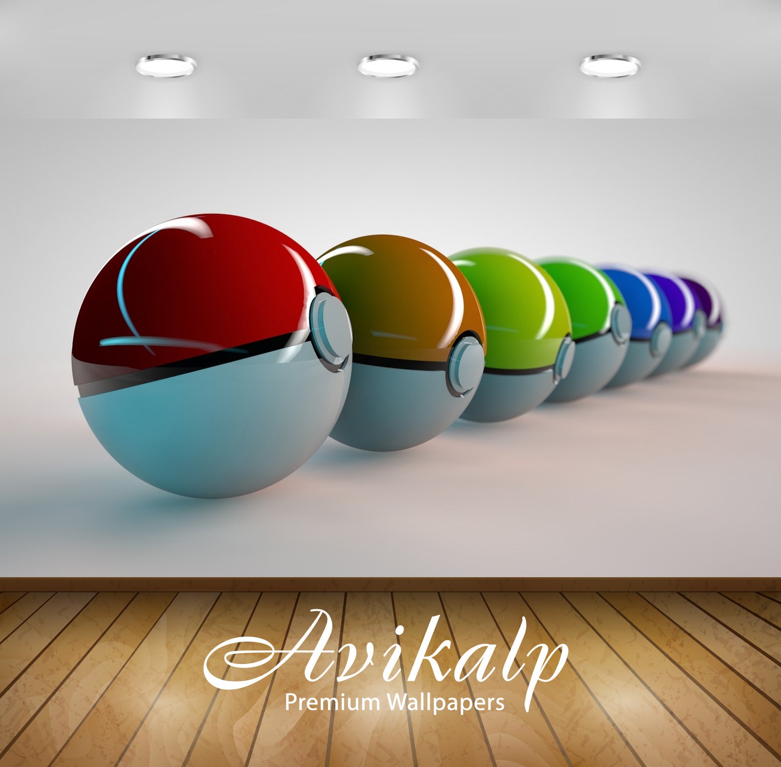 Avikalp Exclusive Awi3842 Pokemon Balls Full HD Wallpapers for Living room, Hall, Kids Room, Kitchen