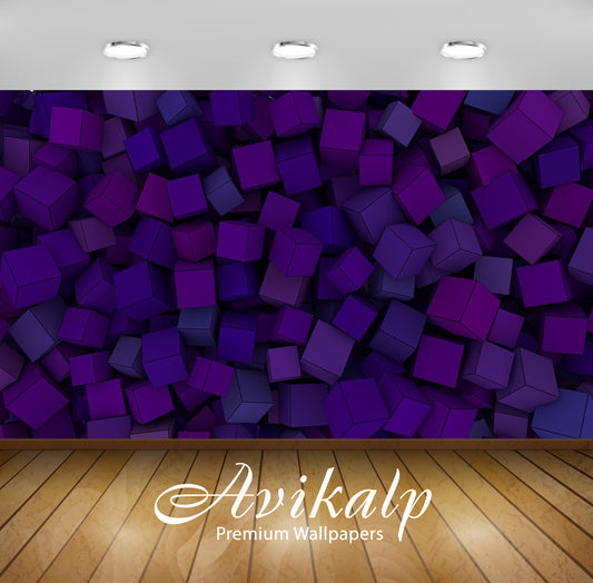 Avikalp Exclusive Awi3846 Purple Cubes Full HD Wallpapers for Living room, Hall, Kids Room, Kitchen,