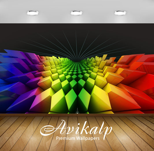 Avikalp Exclusive Awi3849 Rainbow Rhombuses Full HD Wallpapers for Living room, Hall, Kids Room, Kit