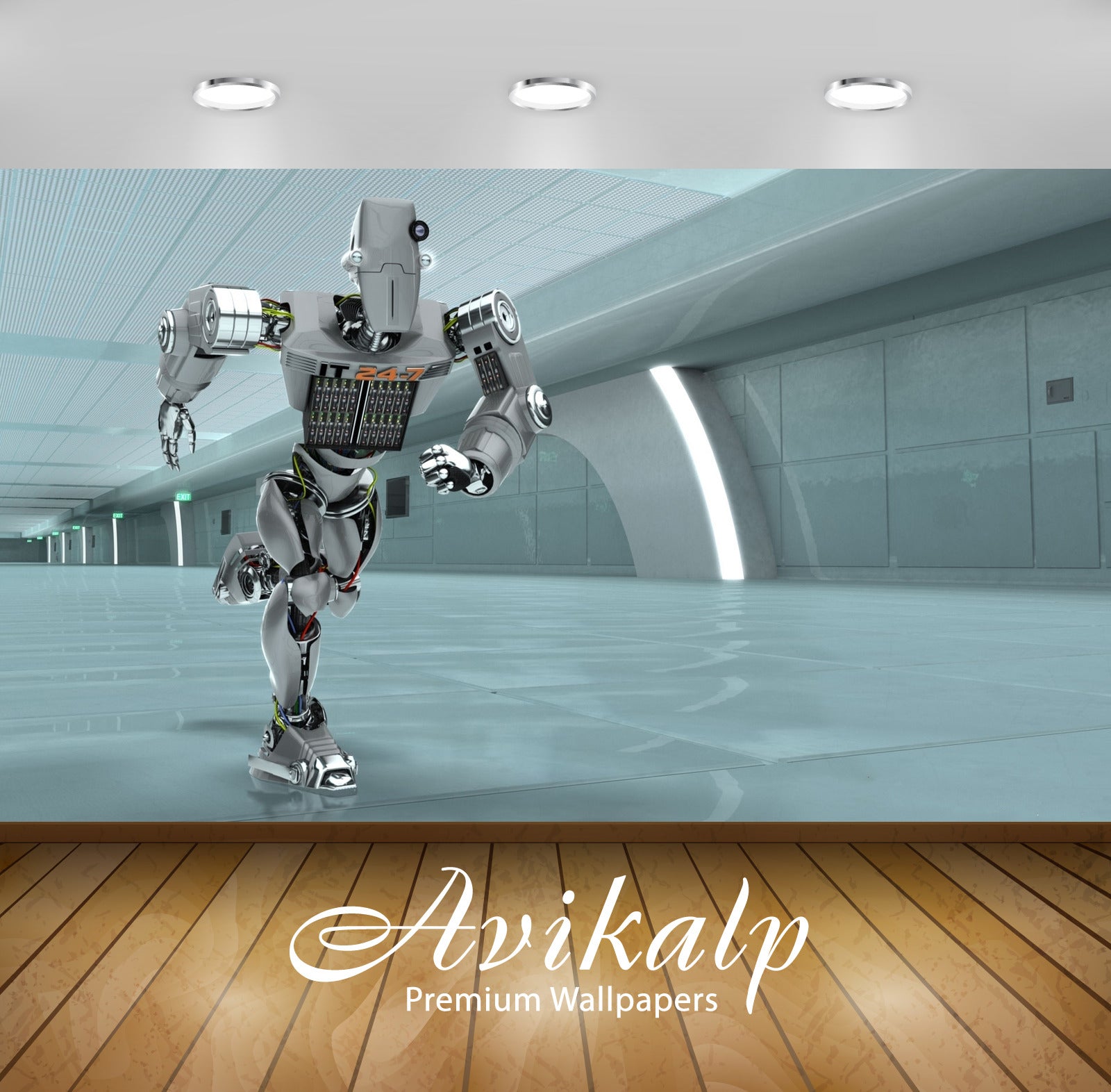 Avikalp Exclusive Awi3878 Robot It Helper Full HD Wallpapers for Living room, Hall, Kids Room, Kitch