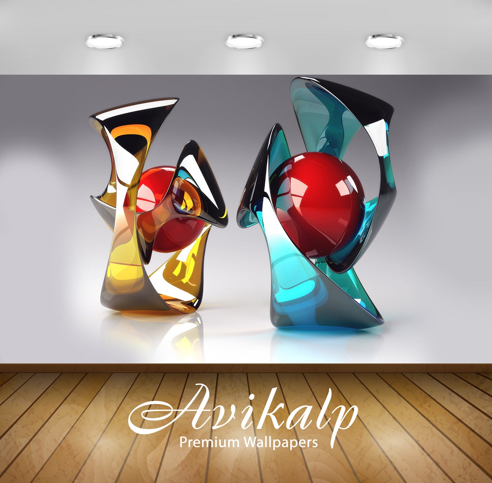 Avikalp Exclusive Awi3930 Sphere Trophies Full HD Wallpapers for Living room, Hall, Kids Room, Kitch