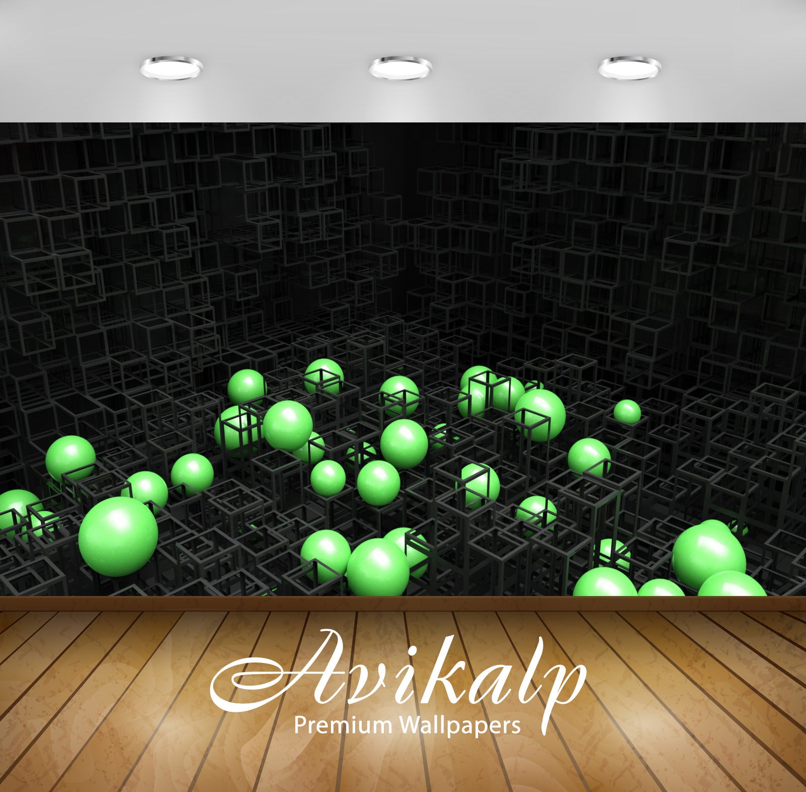 Avikalp Exclusive Awi3956 Spheres And Cubes Full HD Wallpapers for Living room, Hall, Kids Room, Kit