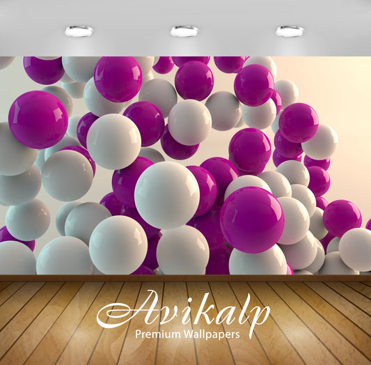 Avikalp Exclusive Awi4042 White And Pink Balls Full HD Wallpapers for Living room, Hall, Kids Room,