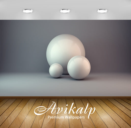 Avikalp Exclusive Awi4049 White Spheres Full HD Wallpapers for Living room, Hall, Kids Room, Kitchen