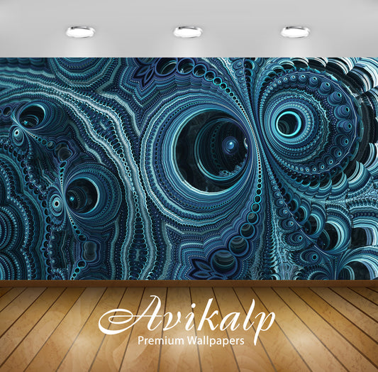 Avikalp Exclusive Awi4062 Blue Fractal Swirls Full HD Wallpapers for Living room, Hall, Kids Room, K