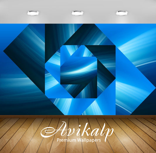 Avikalp Exclusive Awi4071 Blue Square Spiral Full HD Wallpapers for Living room, Hall, Kids Room, Ki