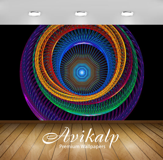 Avikalp Exclusive Awi4135 Colorful Circle Full HD Wallpapers for Living room, Hall, Kids Room, Kitch