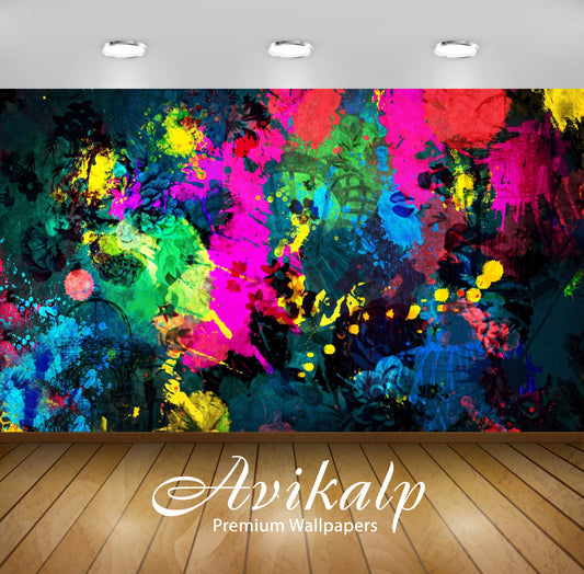 Avikalp Exclusive Awi4176 Colorful Paint Splatter Full HD Wallpapers for Living room, Hall, Kids Roo