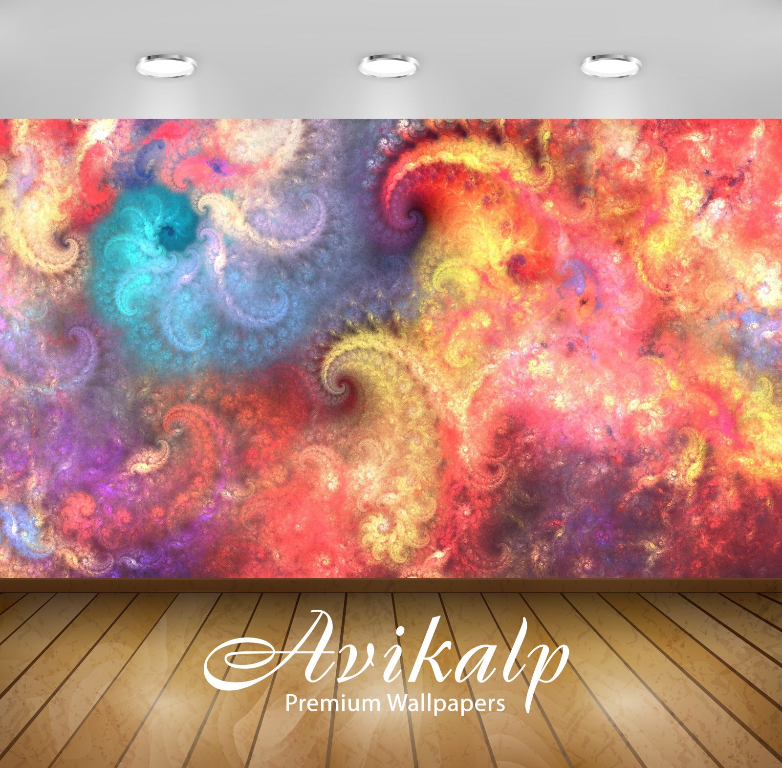 Avikalp Exclusive Awi4201 Colorful Swirls Full HD Wallpapers for Living room, Hall, Kids Room, Kitch