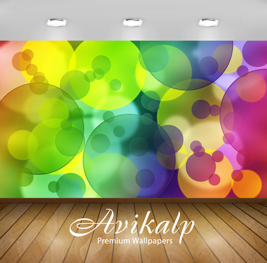 Avikalp Exclusive Awi4203 Colorful Transparent Bubbles Full HD Wallpapers for Living room, Hall, Kid