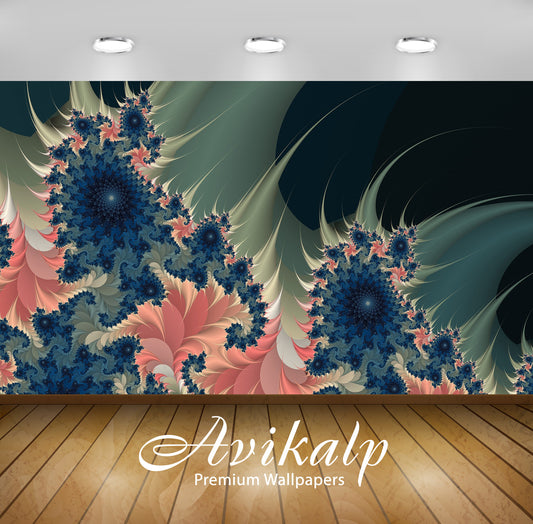 Avikalp Exclusive Awi4288 Dark Blue Swirls Mixed With Warm Colored Shapes Full HD Wallpapers for Liv