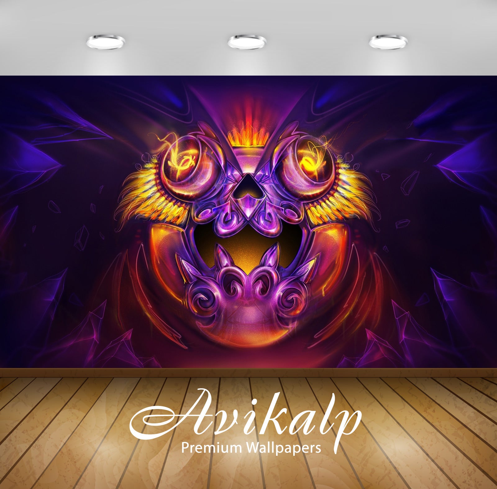 Avikalp Exclusive Awi4314 Fire Monster Full HD Wallpapers for Living room, Hall, Kids Room, Kitchen,