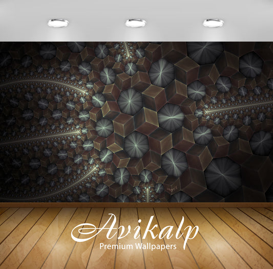 Avikalp Exclusive Awi4359 Fractal Cube Design Full HD Wallpapers for Living room, Hall, Kids Room, K