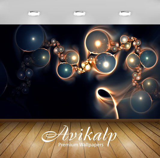 Avikalp Exclusive Awi4381 Fractal Orbs Full HD Wallpapers for Living room, Hall, Kids Room, Kitchen,