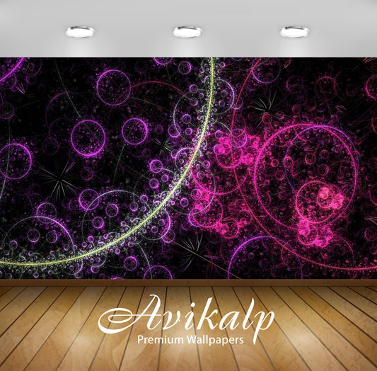 Avikalp Exclusive Awi4392 Fractal Pink Circles Full HD Wallpapers for Living room, Hall, Kids Room,