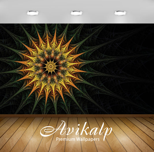 Avikalp Exclusive Awi4412 Fractal Sun Full HD Wallpapers for Living room, Hall, Kids Room, Kitchen,