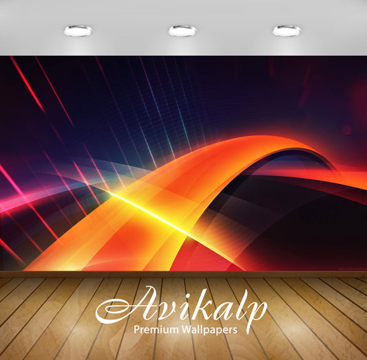 Avikalp Exclusive Awi4429 Glowing Orange Curve Full HD Wallpapers for Living room, Hall, Kids Room,